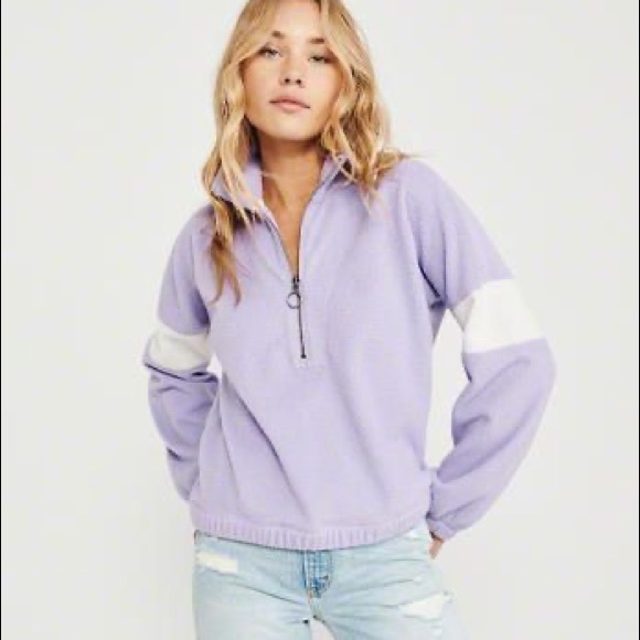 Abercrombie small lavender half-zip sweater - Picture 3 of 6